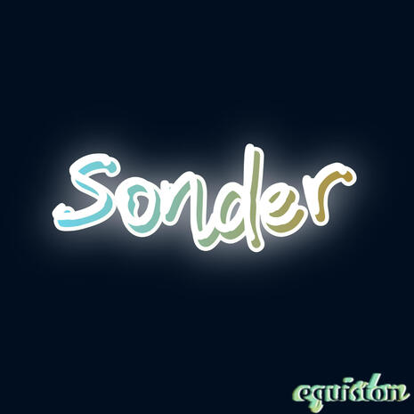 Glowing white text with a blue and orange gradient highlight reads "Sonder" on a deep blue background